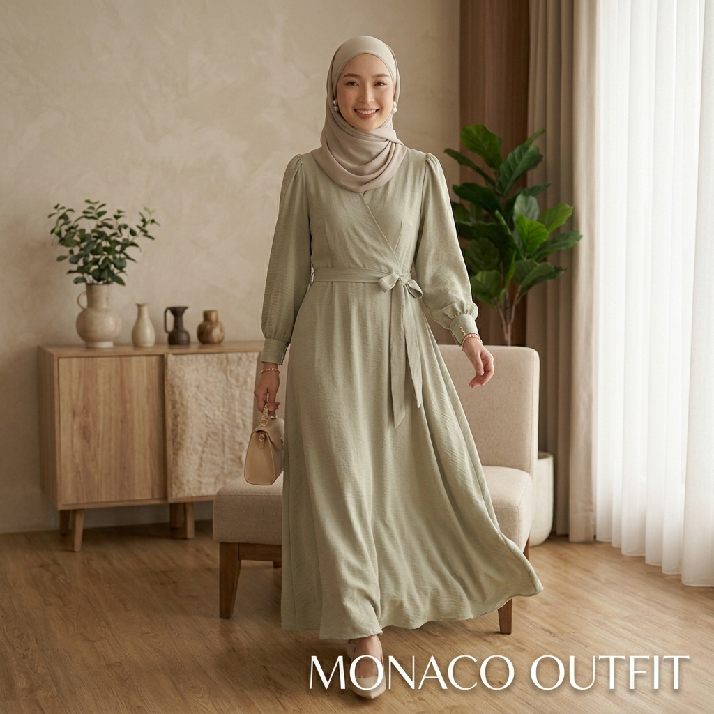 MONACO OUTFIT - KOREAN WRAP GAMIS LEBARAN