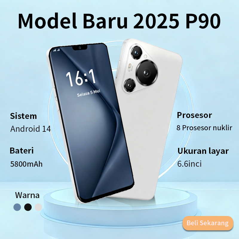 Handphone Smartphone P90 Sistem Android Layar Lebar 6,8 Inci RAM 16GB+512GB Memori Besar Kamera Jern