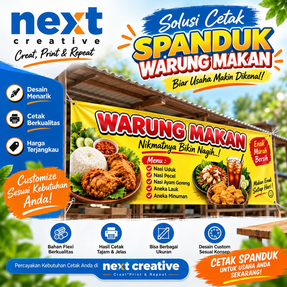 SPANDUK WARUNG| BANNER | MMT | BALIHO | UKURAN DAN DESIGN CUSTOM | FREE DESIGN CUSTOM | BAHAN TEBAL