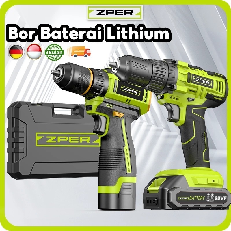 ZPER Bor Baterai Mesin Bor Cordless Listrik Cas Tangan Bor Tanpa Kabel Bor Lithium ZP011 COD