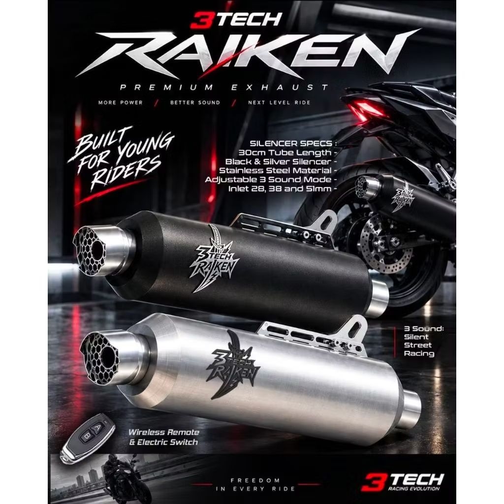 KNALPOT RAIKEN DAILY 3TECH RACING EVOLUTION 3 SUARA ORIGINAL