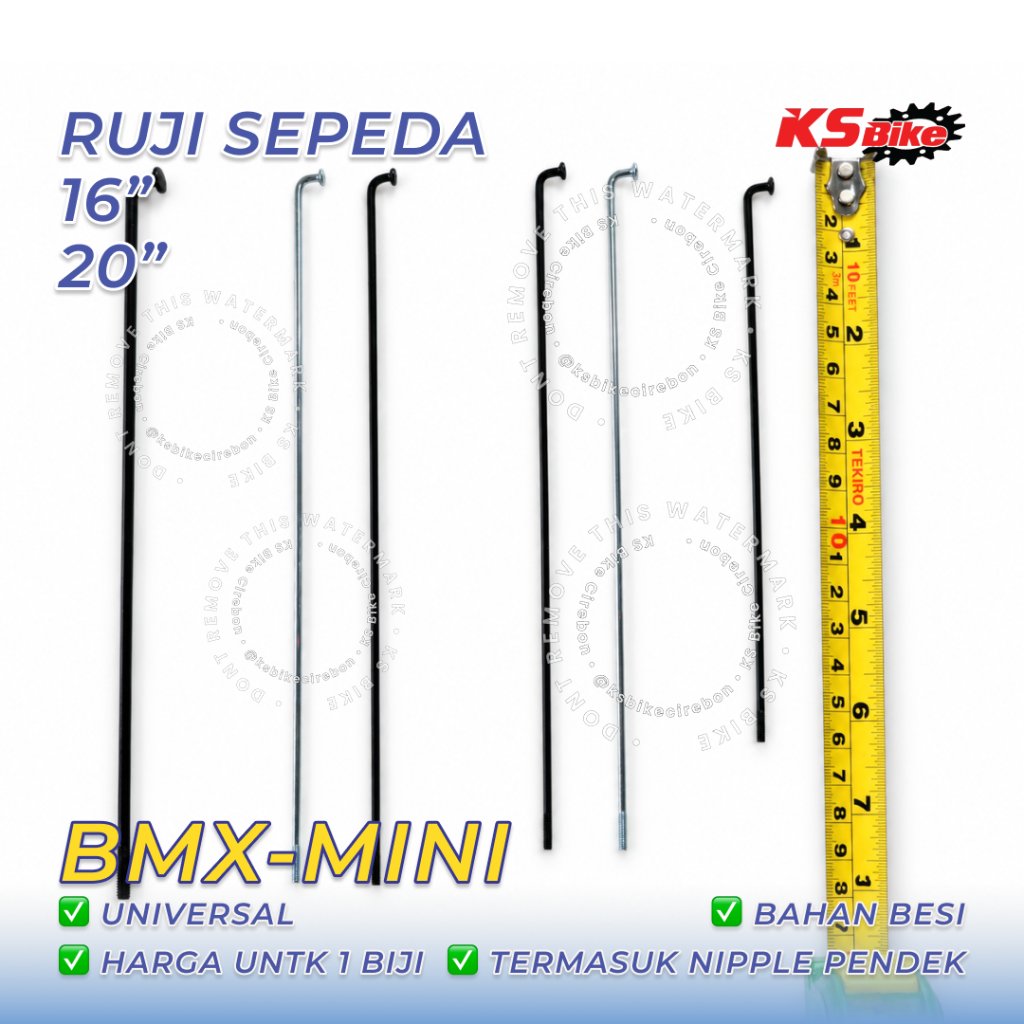 Ruji Sepeda 14G Jari Jari Spoke Besi Roda 16 Inch 18 Inch 20 Inch BMX Lipat Folding Mini Bike Hitam 