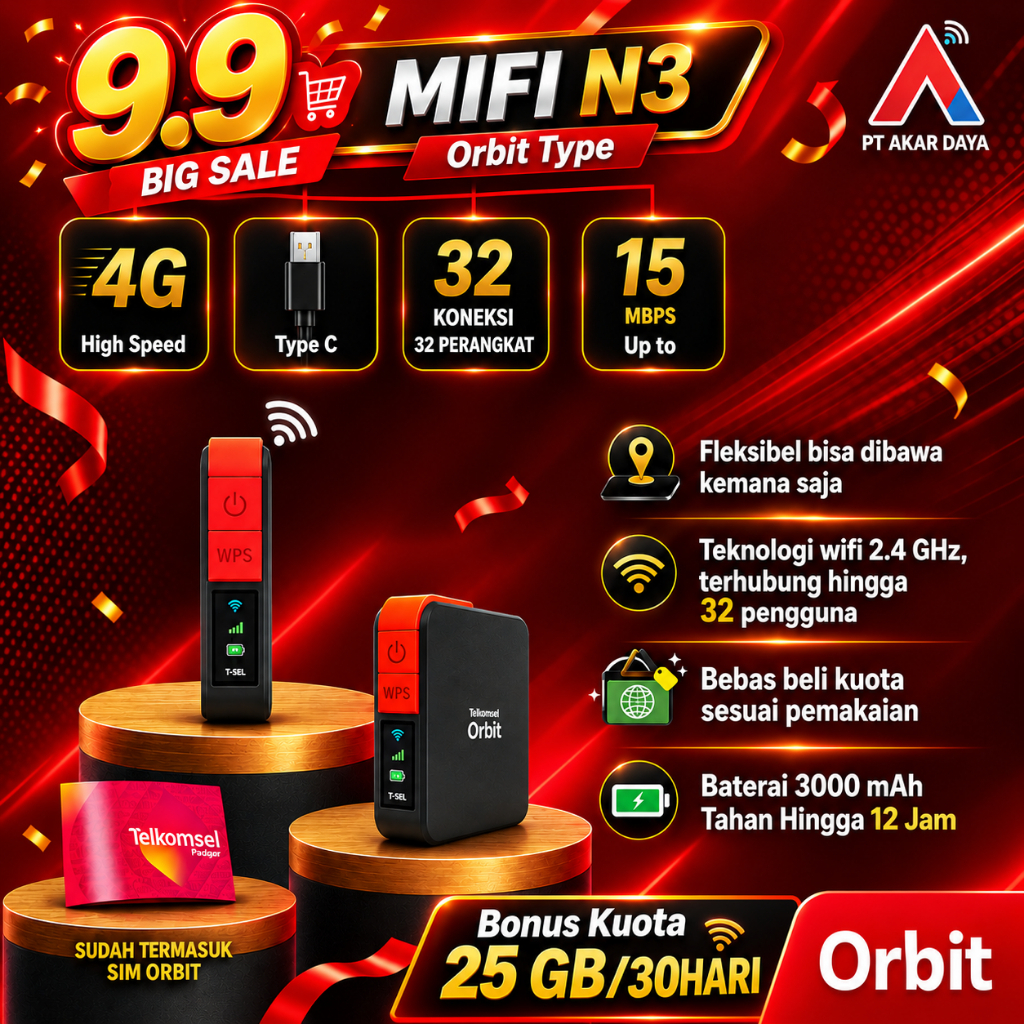 Telkomsel Orbit MiFi N3 / Orbit Mifi N3 / Modem Mifi N3