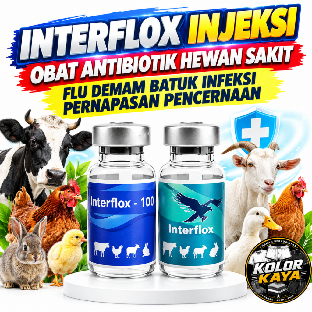 SEDIA INTERFLOX INJEKSI 10 ML OBAT ANTIBIOTIK HEWAN SAKIT FLU DEMAM BATUK INFEKSI PERNAFASAN PENCERN