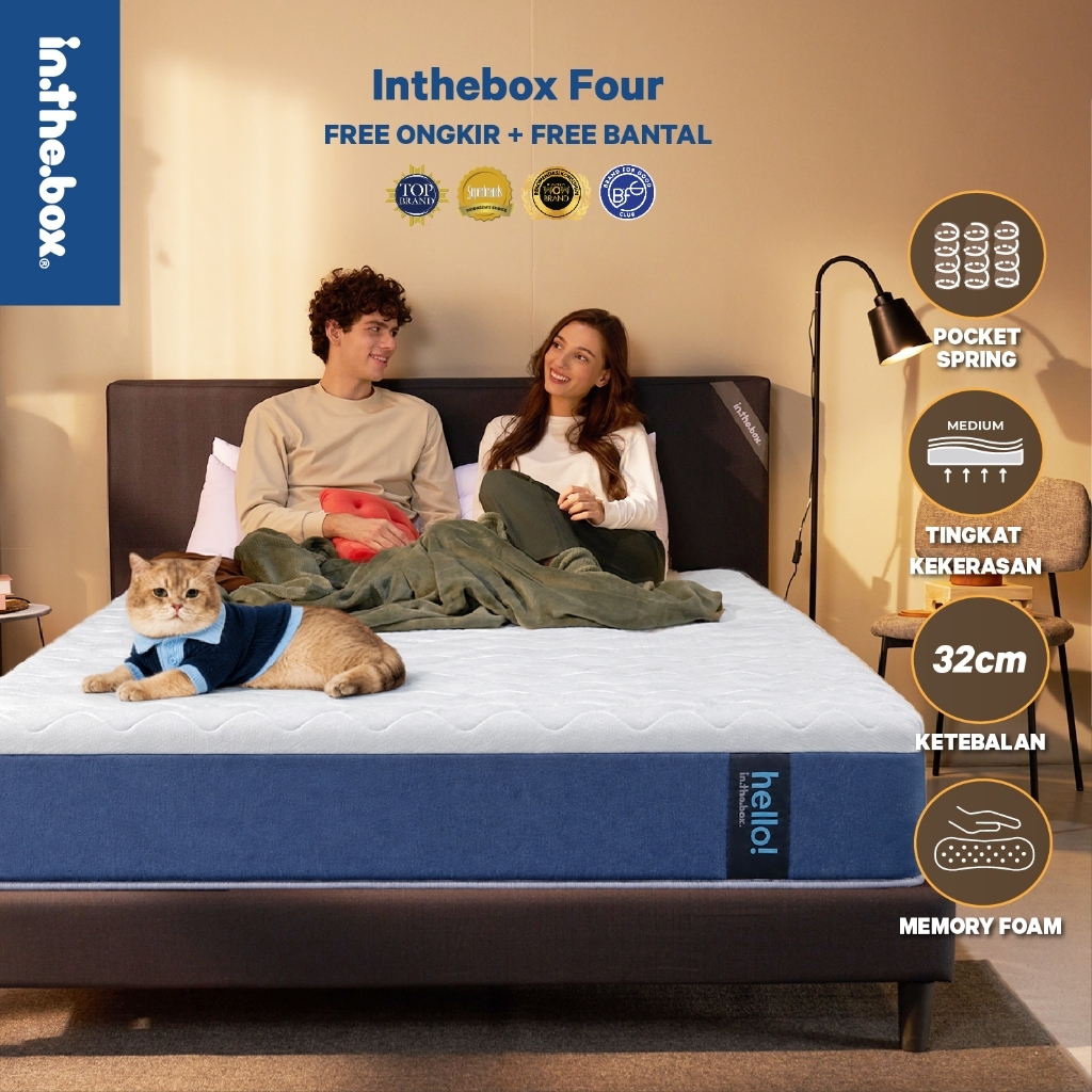 [PROMO] Mattress Memory Foam INTHEBOX Four Kasur Spring Bed 30 cm Sensasi Dingin dan System Pegas Po