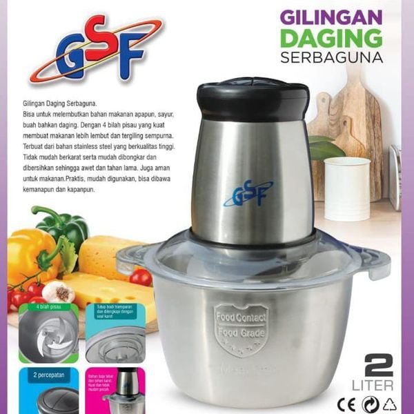 Gilingan Daging Serbaguna GSF 2 Liter Stainless Steel Barel Gilingan Daging
