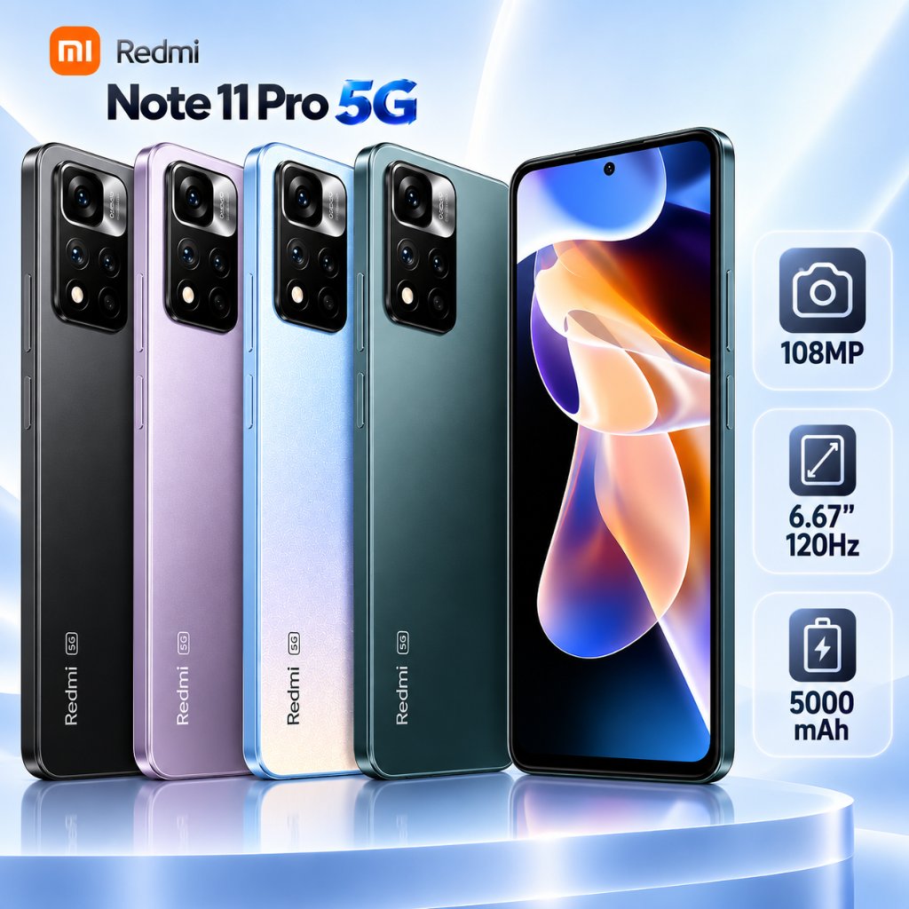 Smartphone Redmi Note 11 pro 5G  8+256GB Super AMOLED 120Hz 6.67" 5000 mAh