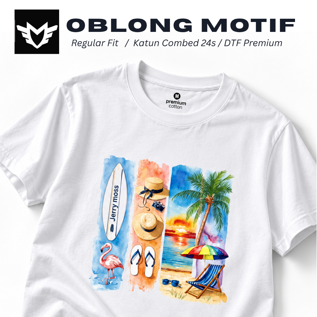 JERRY MOSS Kaos Pria Motif Premium Regular Fit | Kaos Distro Pria Cotton Combed | Kaos Oblong Pria L