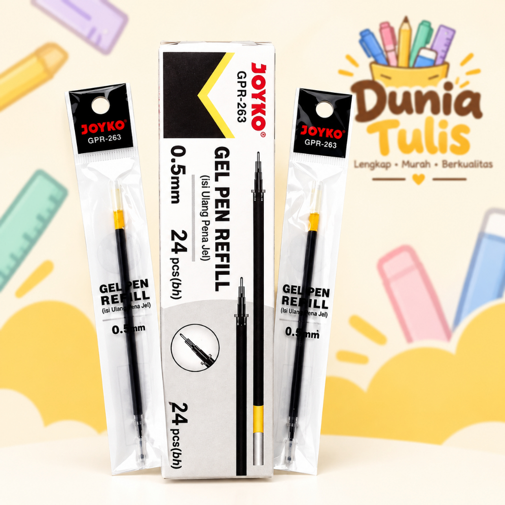 Refill Pulpen Gel Joyko Gpr-263/Isi Ulang Pulpen Joyko ( 1pak/24pcs), Gel Pen Hitam