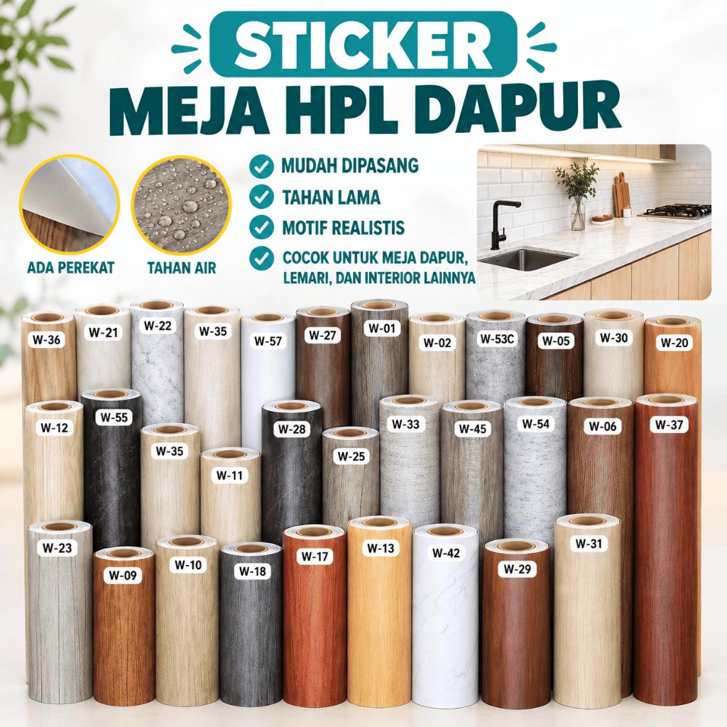 Stiker Hpl 1 Roll 45cm x 7m Sticker Serat Kayu Premium Tekstur Pelapis Furniture Meja Lemari Kayu Ka