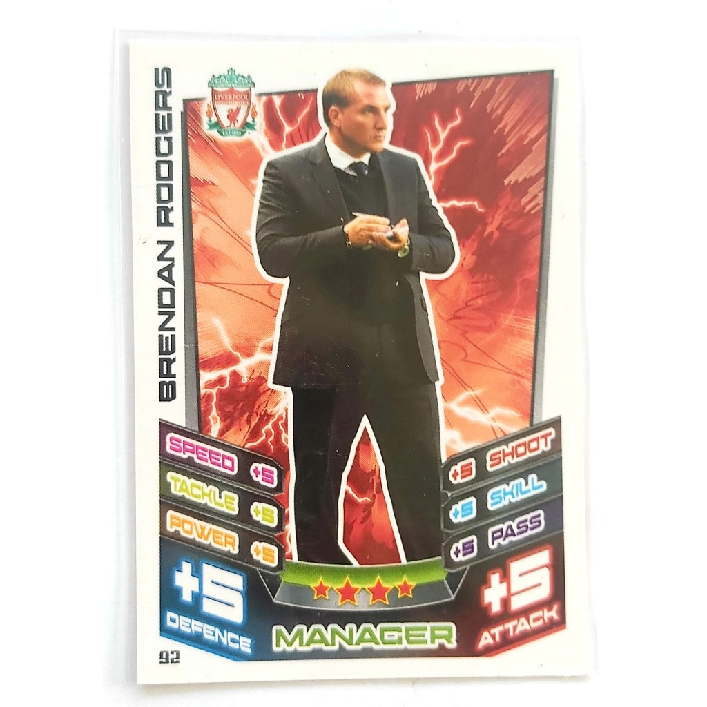 Kartu Topps Match Attax Premier League tahun 2012–2013 Brendan Rodgers manajer Liverpool
