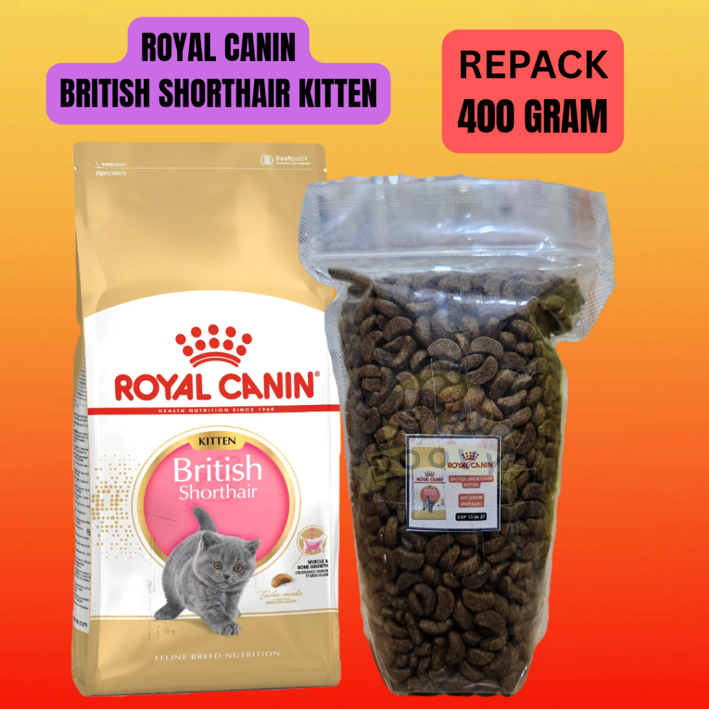 ROYAL CANIN BRITISH SHORTHAIR KITTEN 400 GRAM REPACK MAKANAN KUCING KHUSUS ANAK BRITISH SHORTHAIR