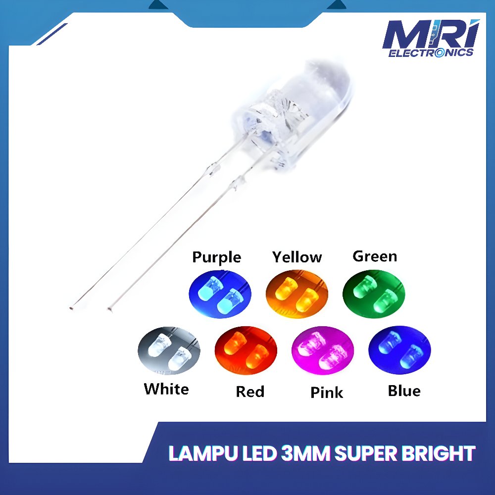 LAMPU LED 3MM SUPER BRIGHT Merah Biru Putih Per/10pcs