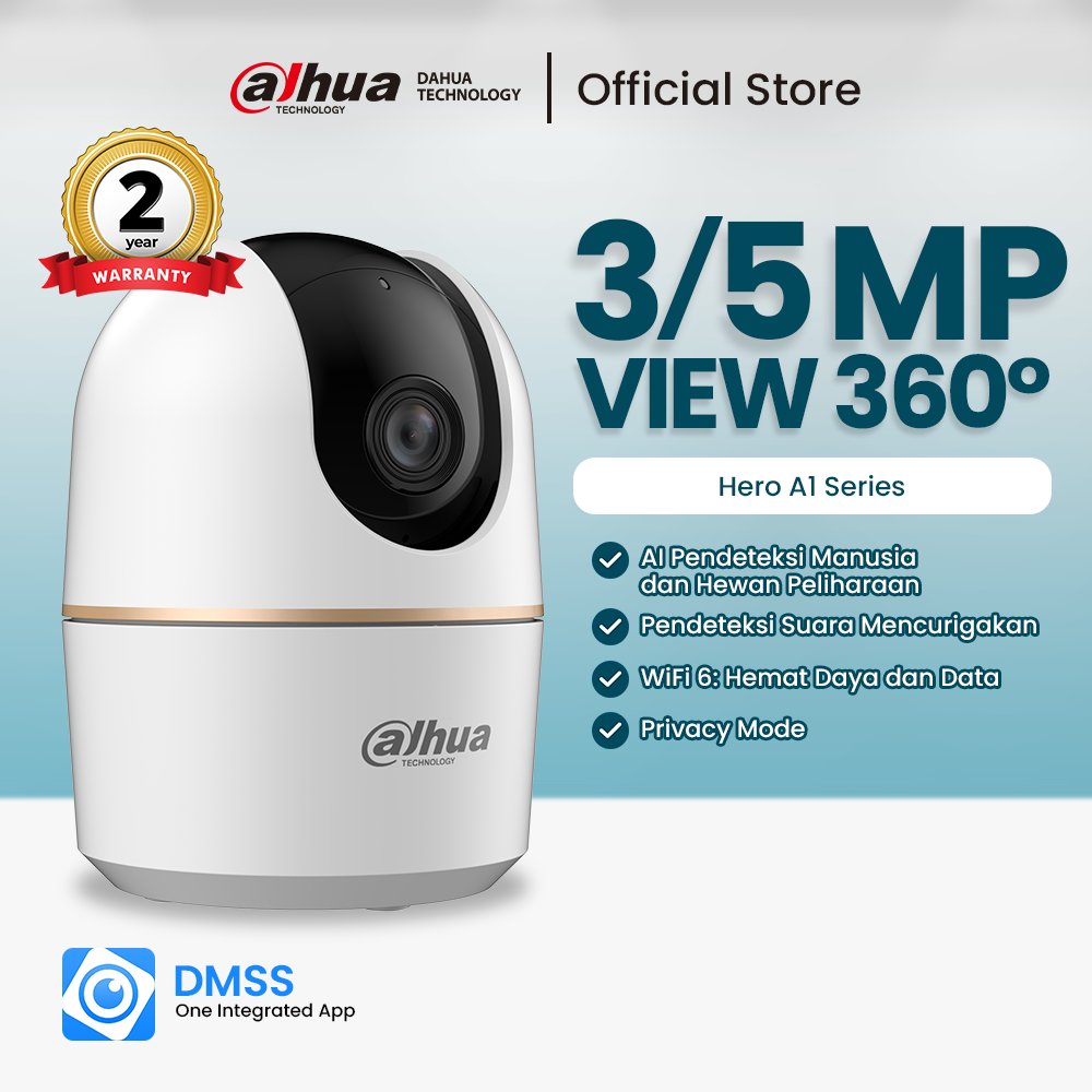 Dahua Hero A1 Series DH-H3A DH-H5A | Kamera CCTV WI-FI Indoor 3MP 5MP Pan & Tilt Human Detection CCT