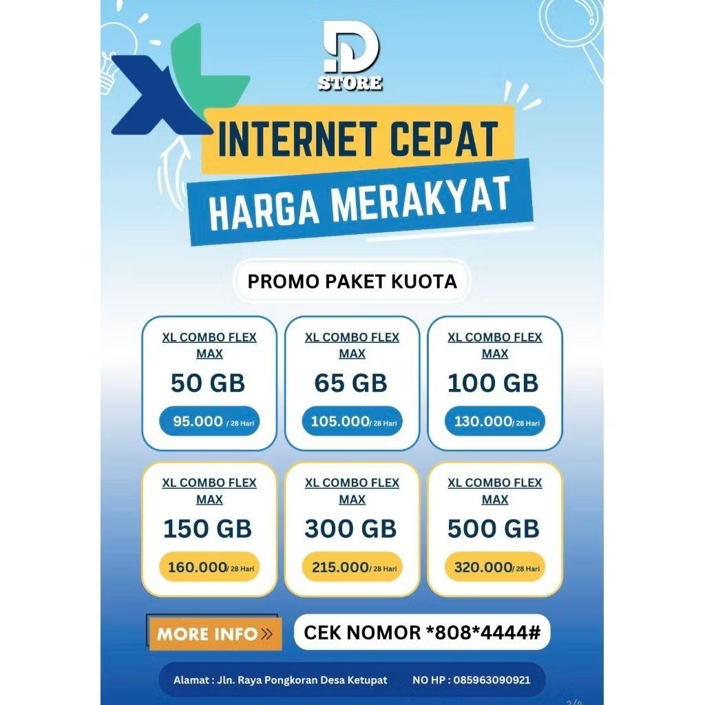 Paket Data Internet XL Combo Flex Max (50GB s.d 500GB)