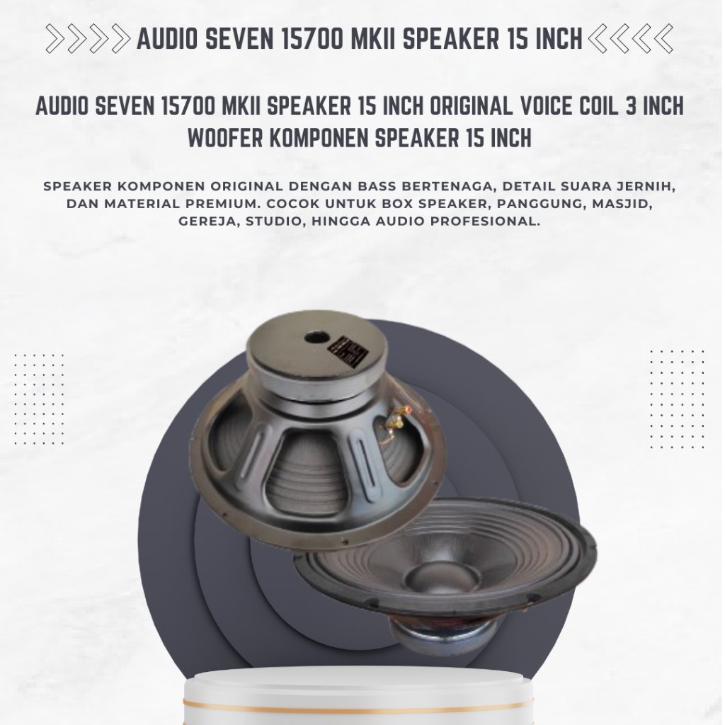 Audio Seven 15700 MKII Speaker 15 Inch Original Voice Coil 3 Inch Woofer Komponen Speaker 15 Inch