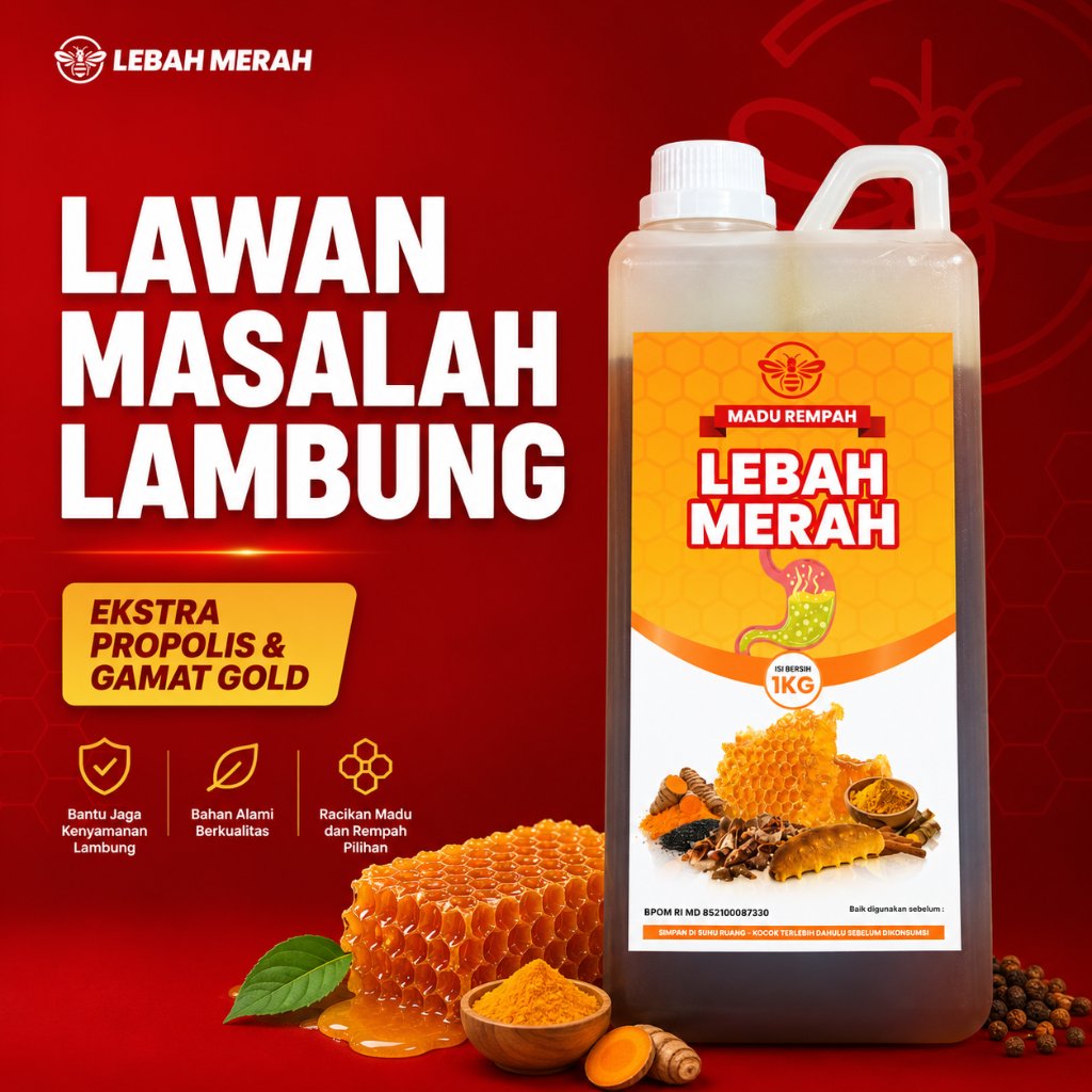 Obat Asam Lambung & Maag | Madu Lambung Lebah Merah 1kg - Bantu Jaga Kesehatan Lambung