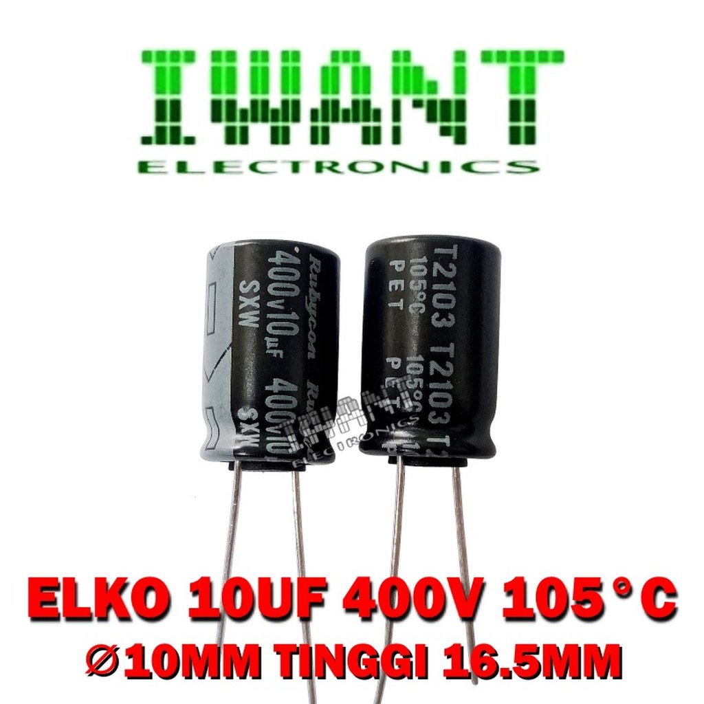 KAPASITOR ELKO 10UF 400V 105°C RUBYCON KAPASITOR 10UF 400V CAPASITOR ELCO 10UF 400V CAPASITOR 10UF 4
