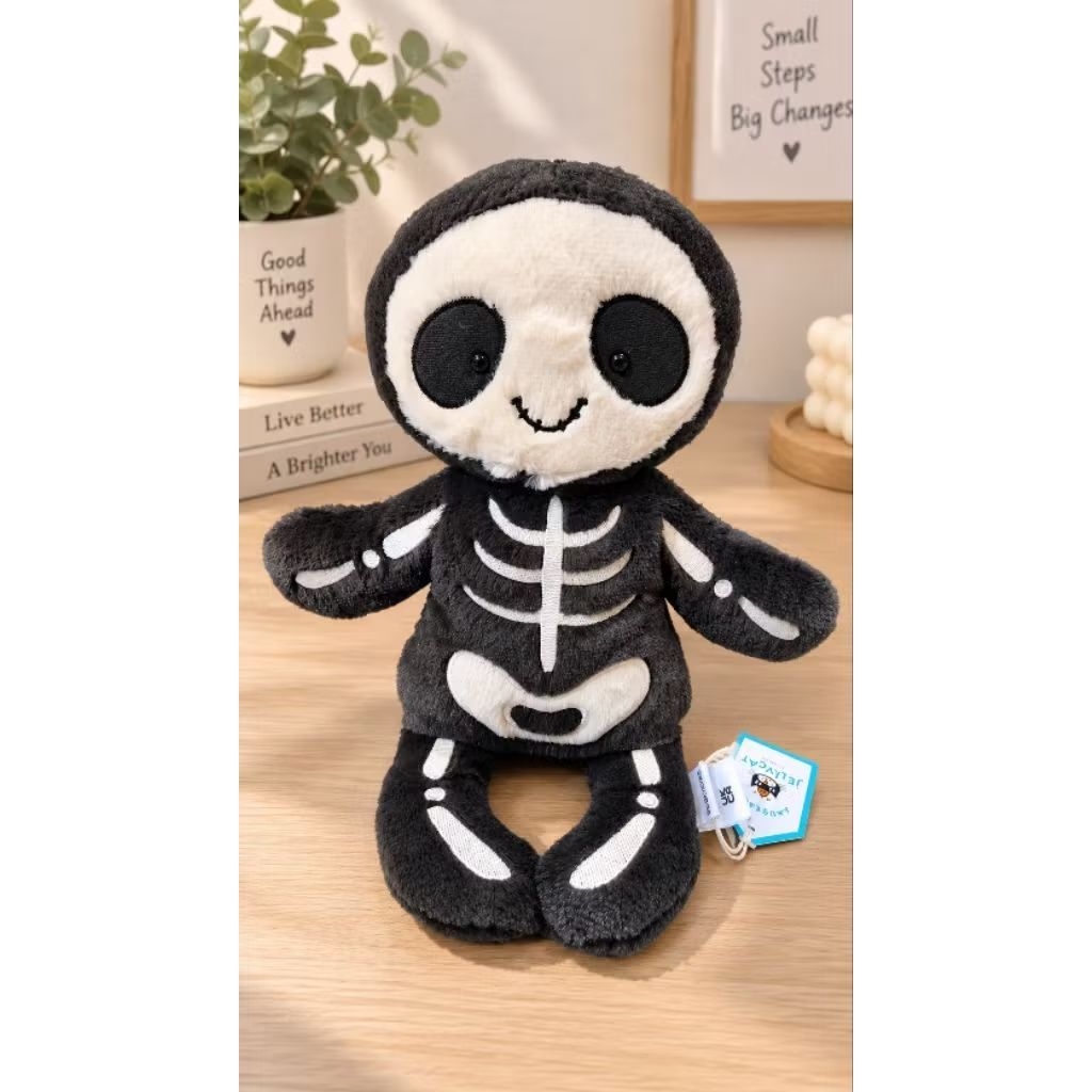 JELLYCAT Archie dinosaur / JELLYCAT Skeleton bob / JELLYCAT Vivacious vegetable CARROT/ JELLYCAT Pea