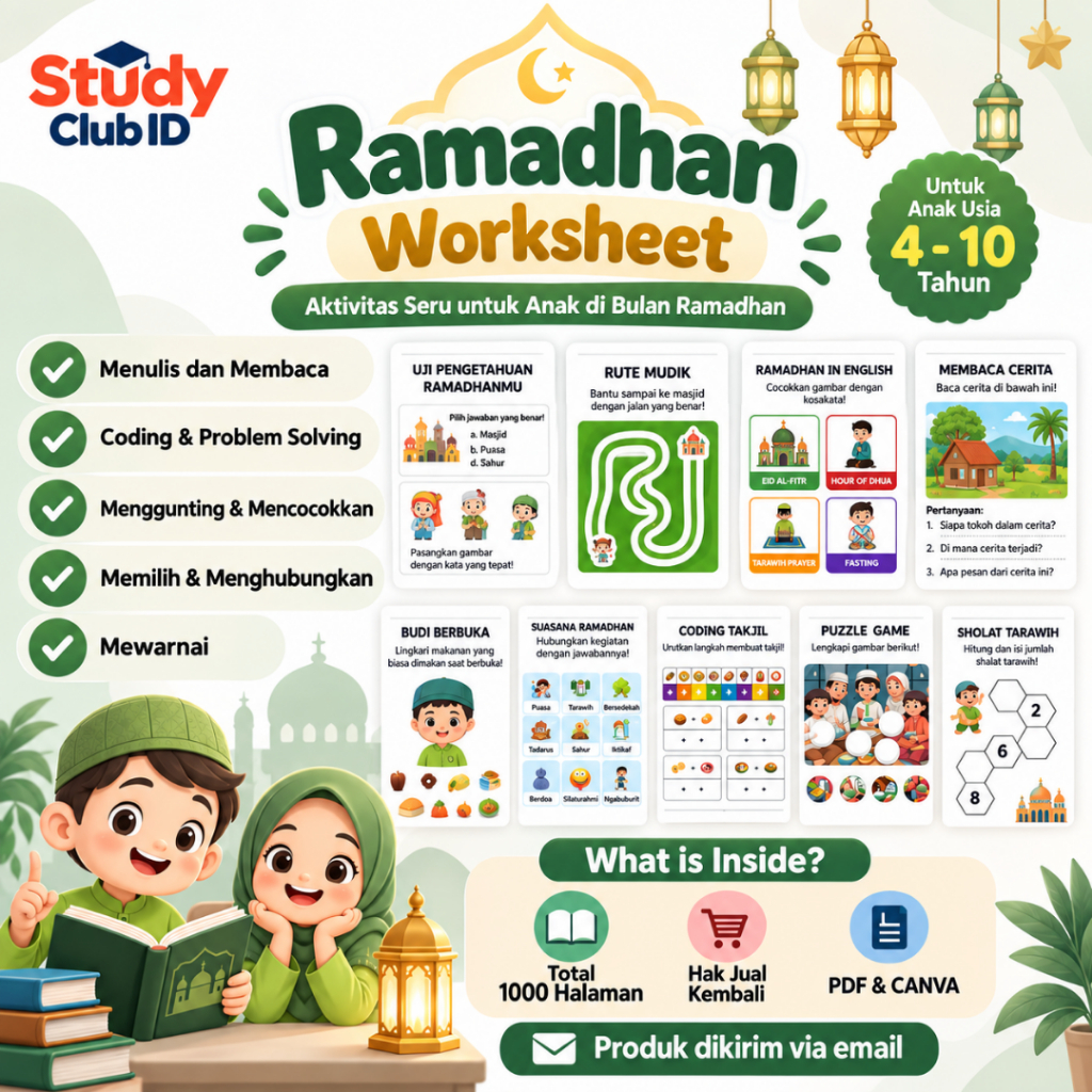 1000+ Halaman Ramadhan Worksheet Anak | Aktivitas Edukatif Seru Islami untuk TK PAUD
