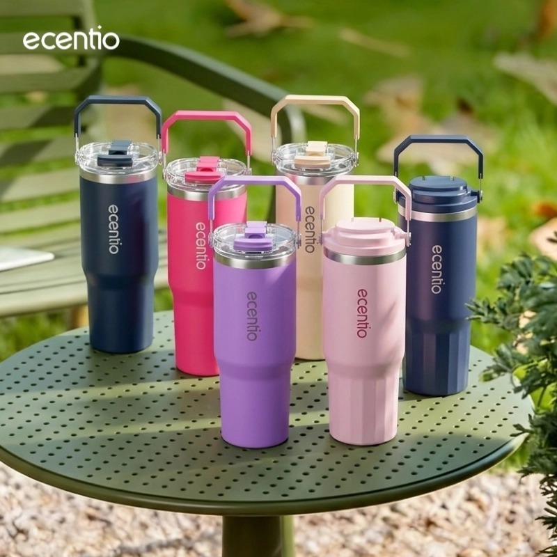 ecentio Tumbler Stainless 900ml Portable Thermos Botol Minum Besar Dengan Tas Tahan Panas Dingin 24 