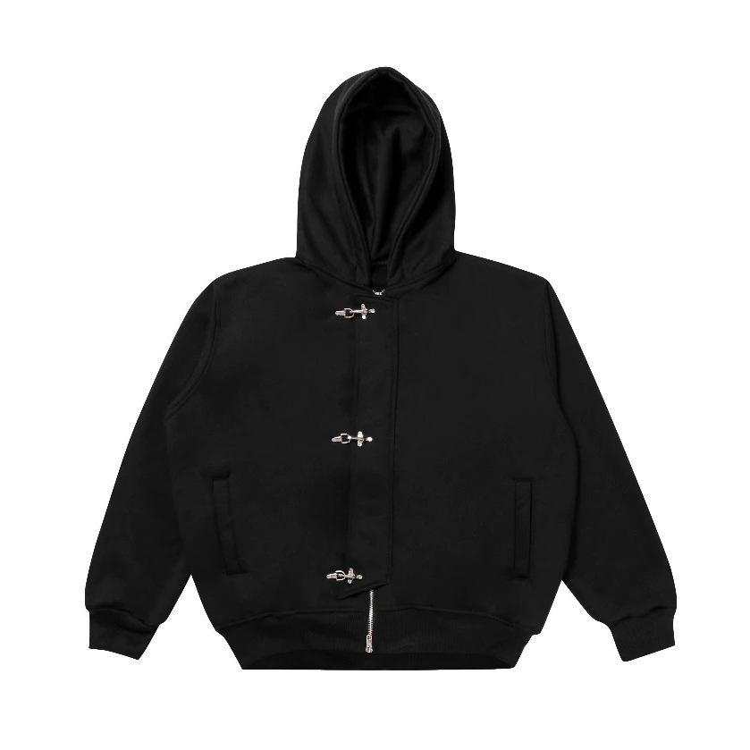 Fireman Clasp Hoodie Boxy Double Zipper 400GSM STARTLE Black