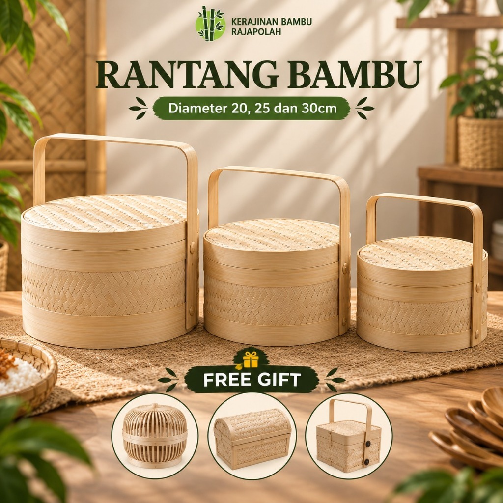 Tenong bambu tempat bingkisan/Rantang Bambu packaging makanan/Tenong Bambu Catering/Rantang catering