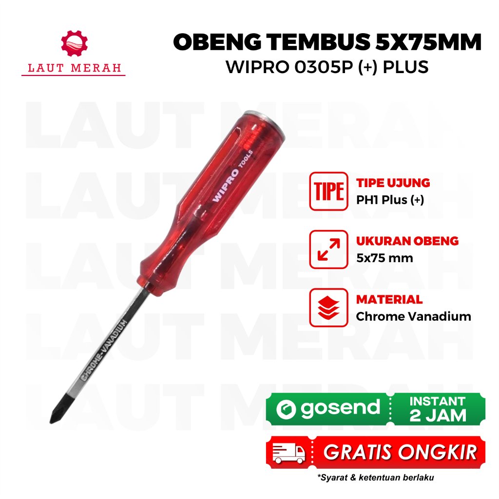 WIPRO OBENG TEMBUS WPS161 5X75/3"X5MM (+) PLUS 0305P