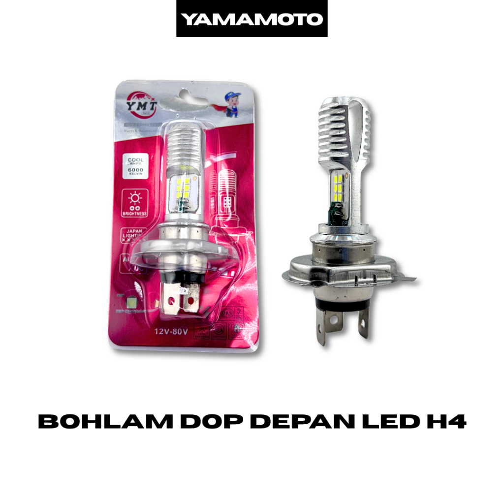 BOHLAM DOP DEPAN LED H4 (YAMAMOTO) - Dop Lampu Depan LED H4 Yamamoto Leser Putih Kuning