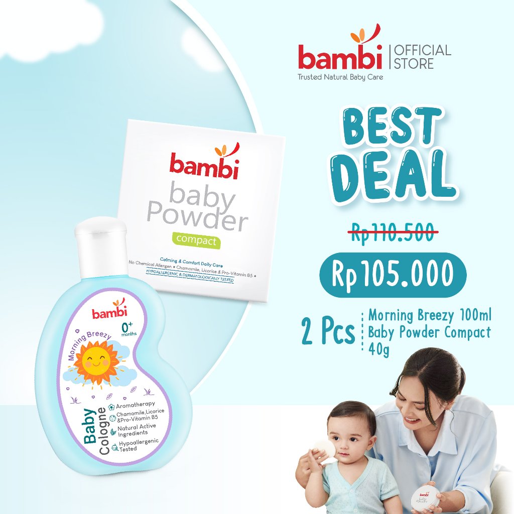 Bambi Baby Cologne Morning Breezy 100ml | Parfume Bayi Kulit Normal - Sensitif