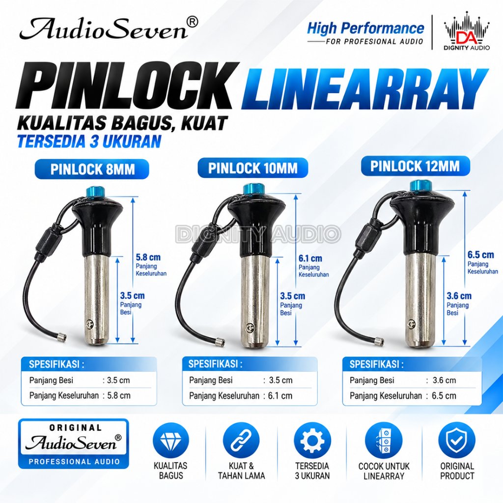 Pinlock LineArray | Pin Lock Line Array AUDIO SEVEN 8 Mili | 8mm Original Bagus