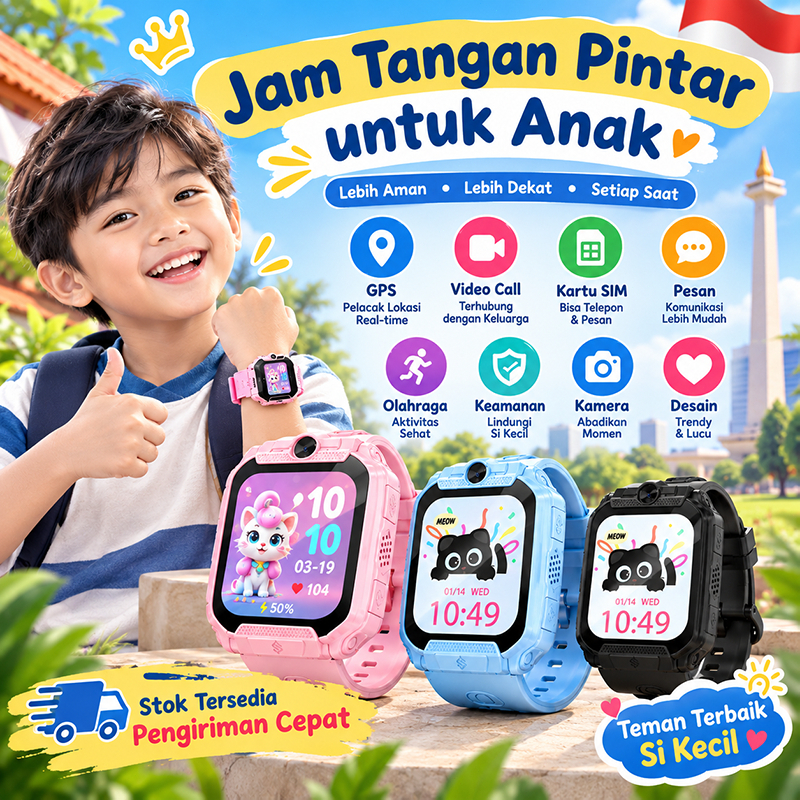 L16 Smartwatch Anak Jam Tangan Pintar GPS Lokasi Real Time Panggilan Video Kamera Tahan Air Mode Sek