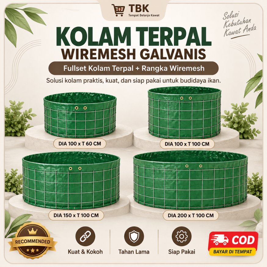 Kolam Terpal Wiremesh Galvanis Fullset