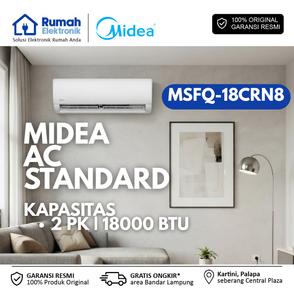 MIDEA | MSFQ-18CRN8 | AC Split Standard 2 PK 18000 BTU - Konsumsi Daya 1560 W