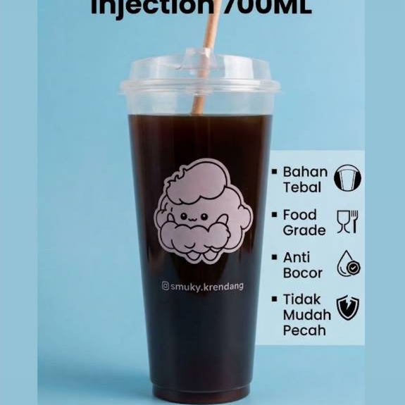 Cup Gelas PP Inject 700ml(22oz) | Sablon Gelas Cup PP Injection