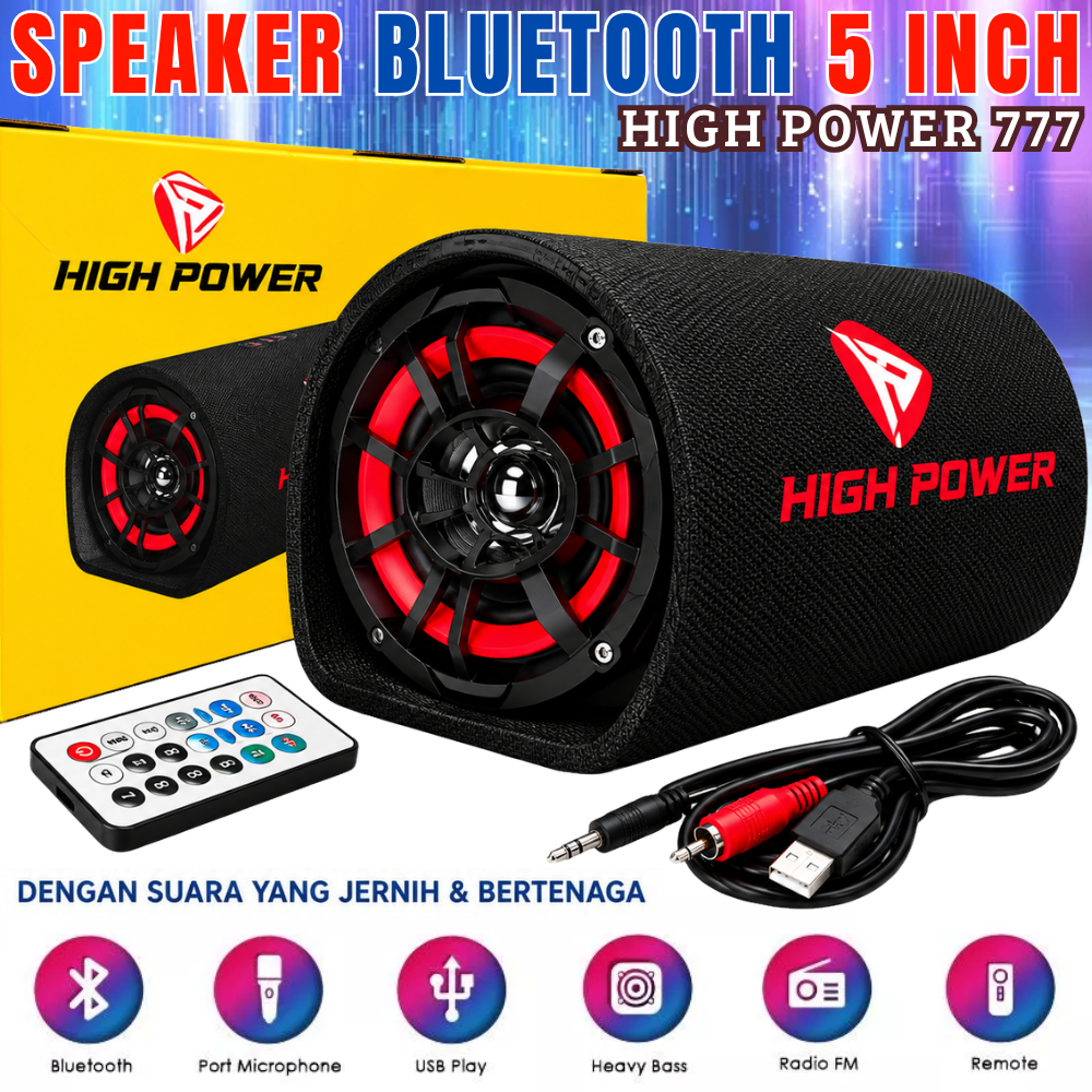 Speaker tabung bluetooth 5inch high power 777 perfect bass 15watt | salon mobil bluetooth/usb/radio 