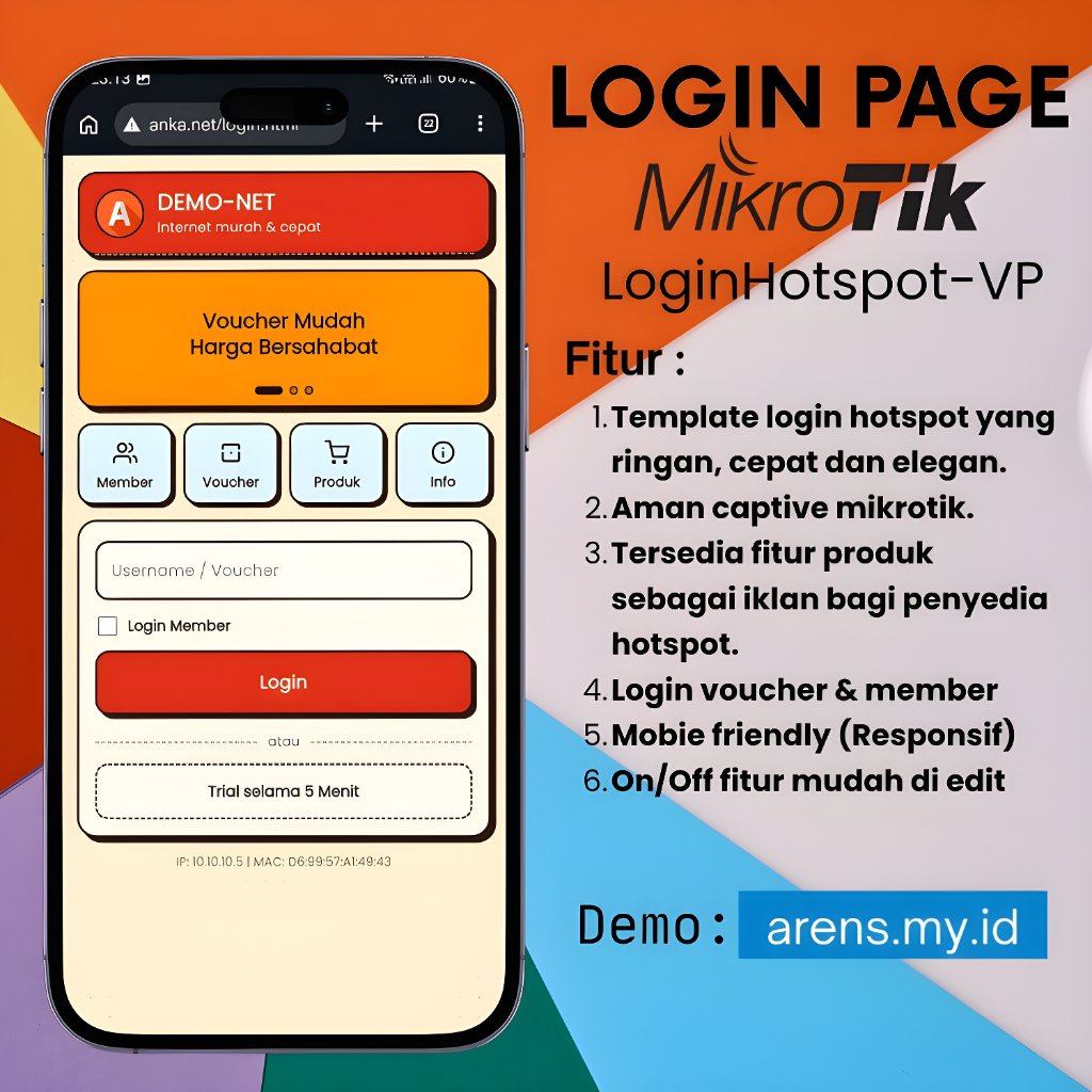Template Login Page Mikrotik Hotspot Voucher Premium Responsive Mobile | Website Login Hotspot-VP
