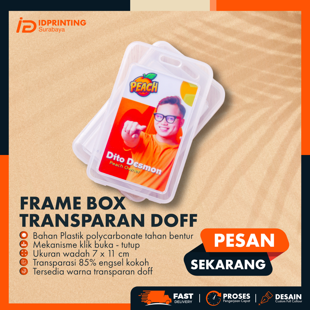 Frame Bening Transparant Casing Tempat ID Card Holder Portrait Kaca / Akrilik / Plastik