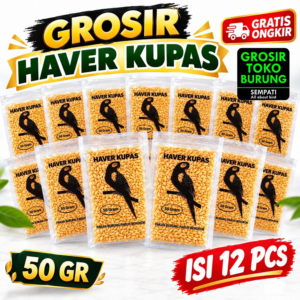 SEMPATI GROSIR Haver Seed Kupas 50 Gram Isi 12 Pcs Grade A Import Super Bersih Bebas Kutu Biji Gandu