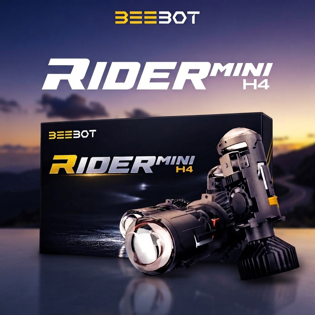 Lampu Mini Biled Headlamp H4 BEEBOT RIDER MINI H4 Hi-Low 55/54w Flat Cut Off PNP H4 Socket