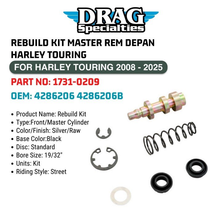 REBUILD KIT MASTER REM DEPAN HARLEY TOURING FOR HARLEY TOURING 2008-2025 1731-0209 OEM 4286206 42862