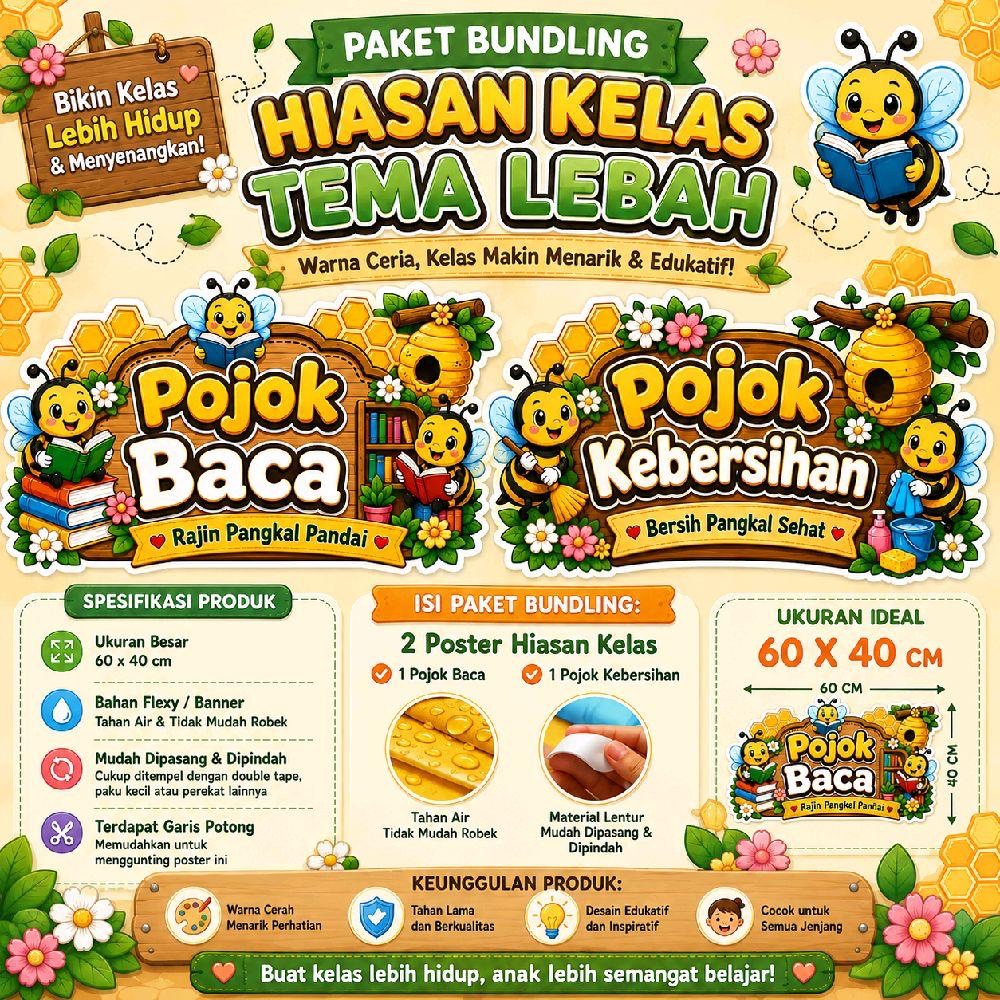Banner Paket Bundling Hiasan Kelas Pojok Baca dan Pojok Kebersihan