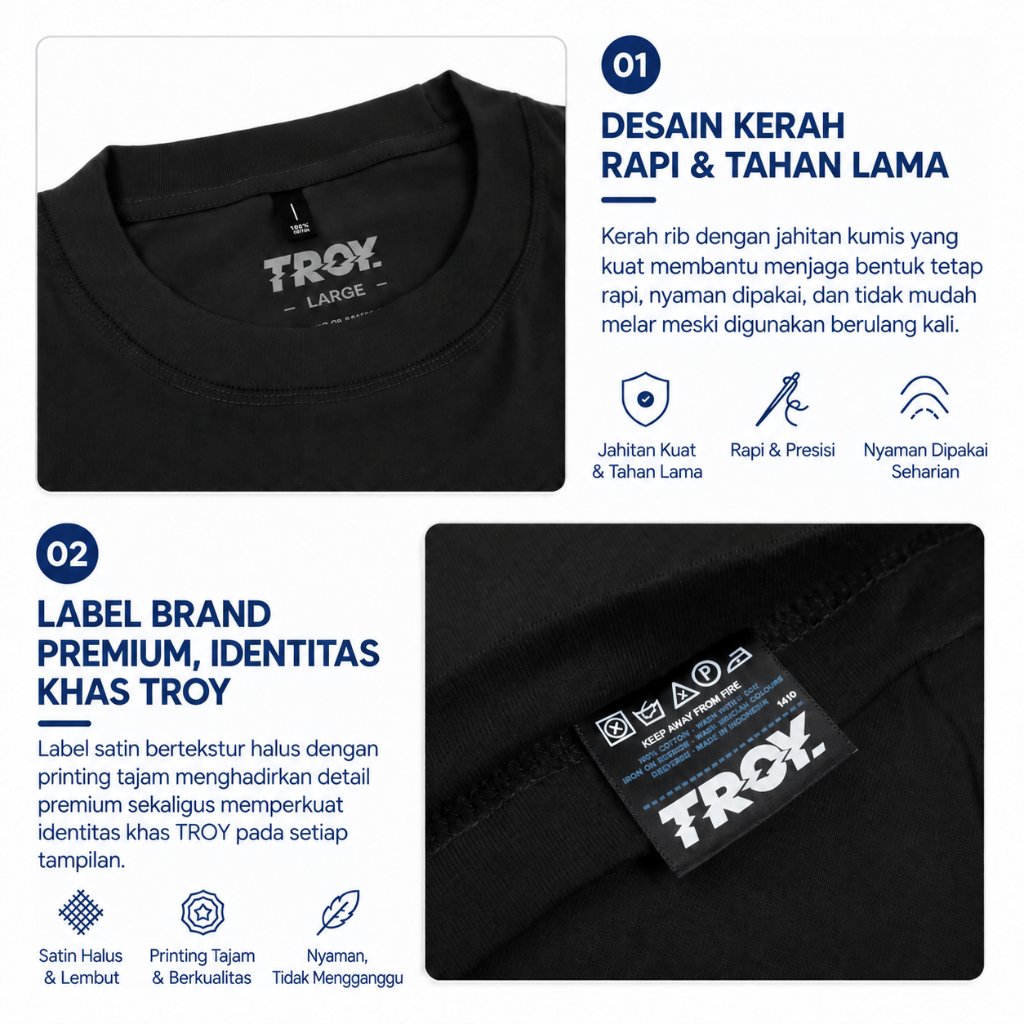 Troy Company Boxy Oversized T-Shirt Black New Birth Of Freedom - Kaos Boxy Oversize Hitam MBD 3717