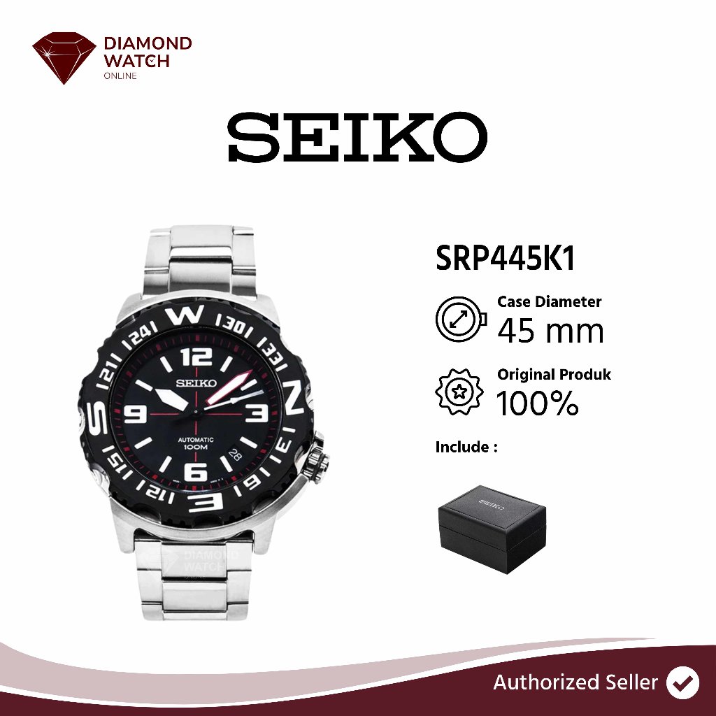 Seiko Automatic SRP445K1 Superior Black Dial Stainless Steel Strap