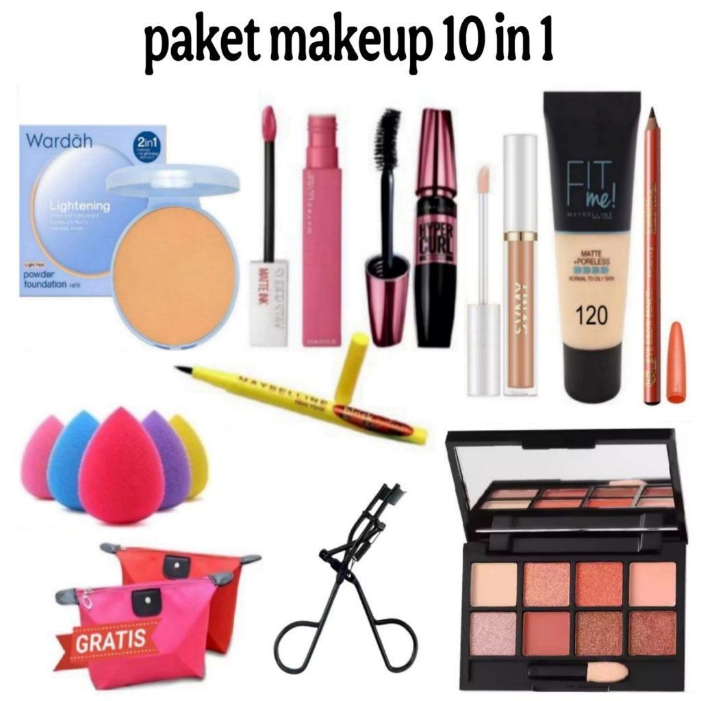 Paket Kosmetik WARDAH Super Komplit Lengkap Murah 1 Paket 10in1 - Paket MakeUp Set 10 In 1 - Bedak W