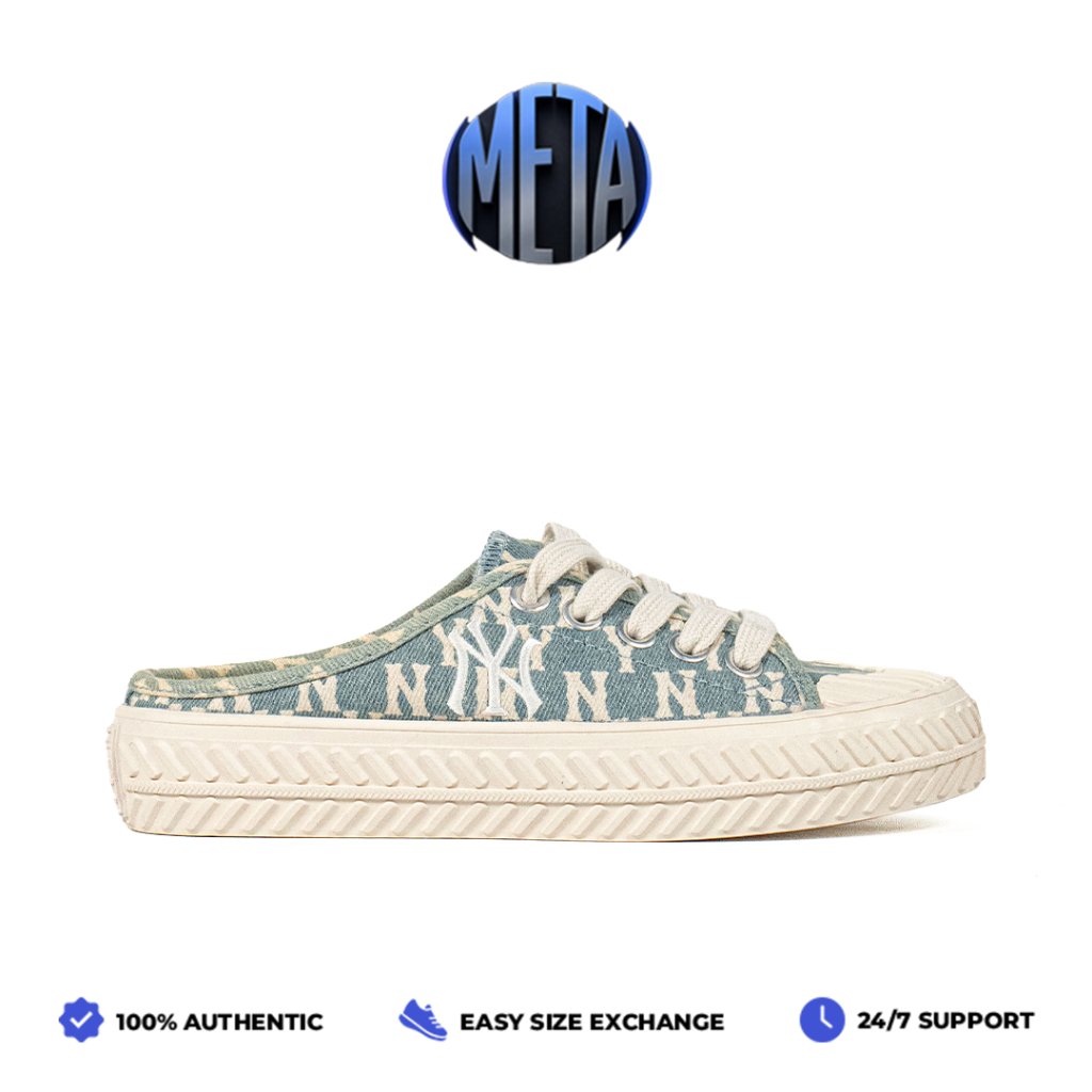 Meta Shoes - Sepatu Korea MLB Playball Mule Monogram Blue Sneakers Casual Outdoor Indoor Authentic