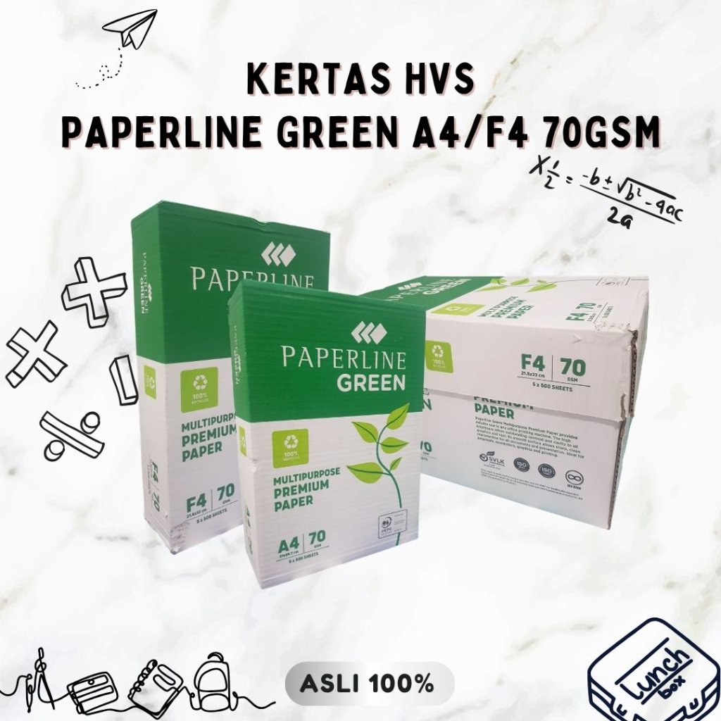 [ARION STORE] KERTAS HVS PAPERLINE GREEN A4 / F4 70GSM / KERTAS PRINT FOTOCOPY [DUS]