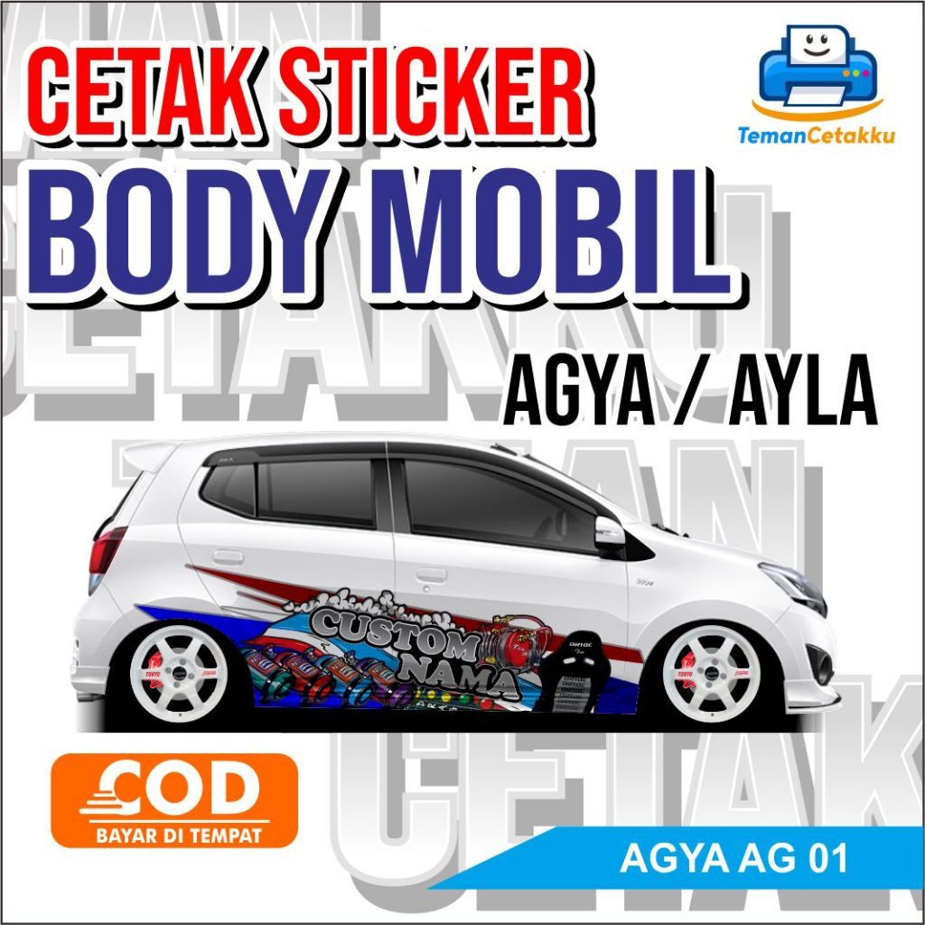 Sticker Body Mobil Agya/Alya AG 01-08 Motif Thailand Decal Variasi Racing Custom