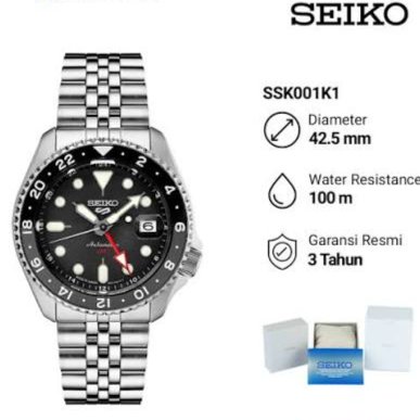 JAM TANGAN PRIA SEIKO 5 GMT SSK001K1 AUTOMATIC ORIGINAL