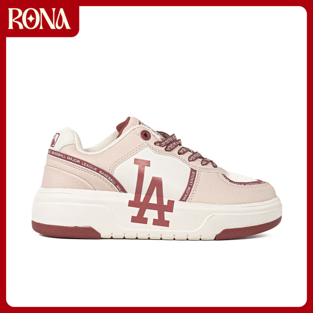 RONA Shoes - Sepatu Korea MLB Chunky Liner Varsity LA Dodgers Los Angeles Pink Sneakers Casual Outdo